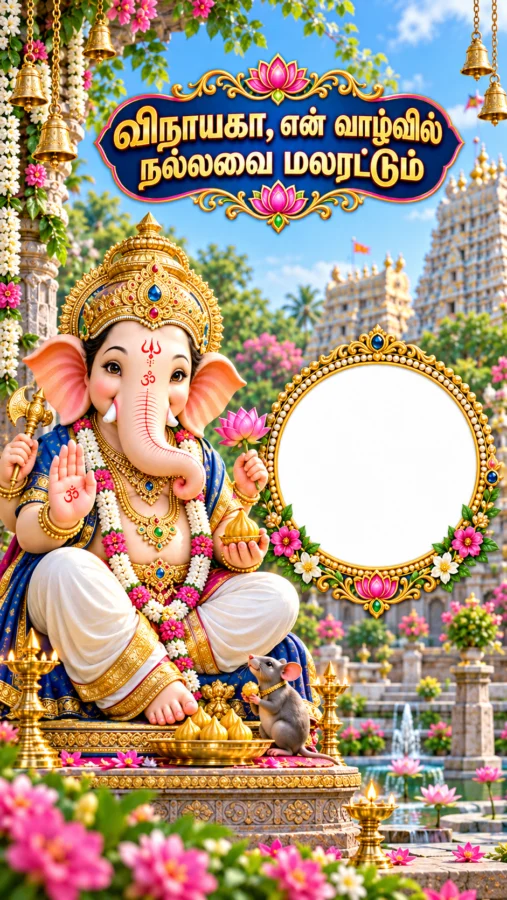 விநாயகர் DP ஃபிரேம் – நல்லவை மலரட்டும் | Pictelvo