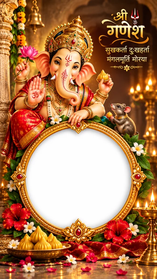 Ganesh Ji Photo Frame in Hindi – Add Your Photo
