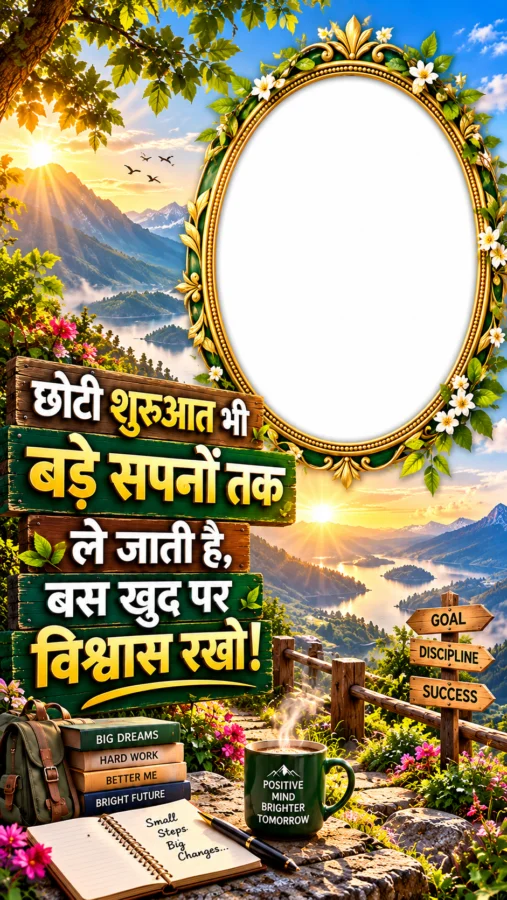 छोटी शुरुआत, बड़े सपने – Hindi Motivational Photo Frame